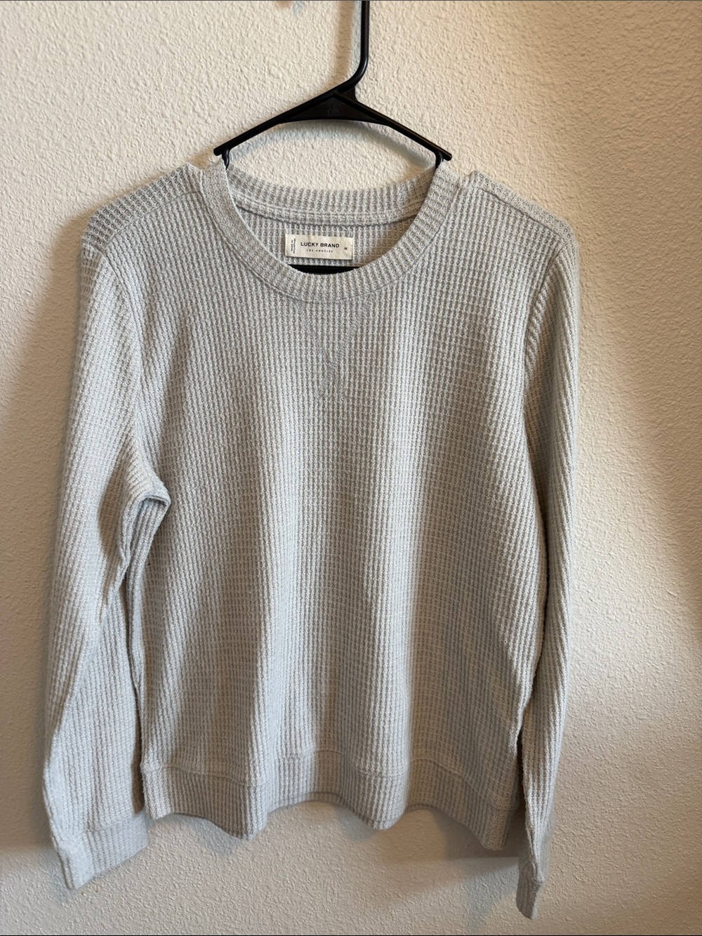 Lucky Brand Light Gray Waffle Crewneck Sweater